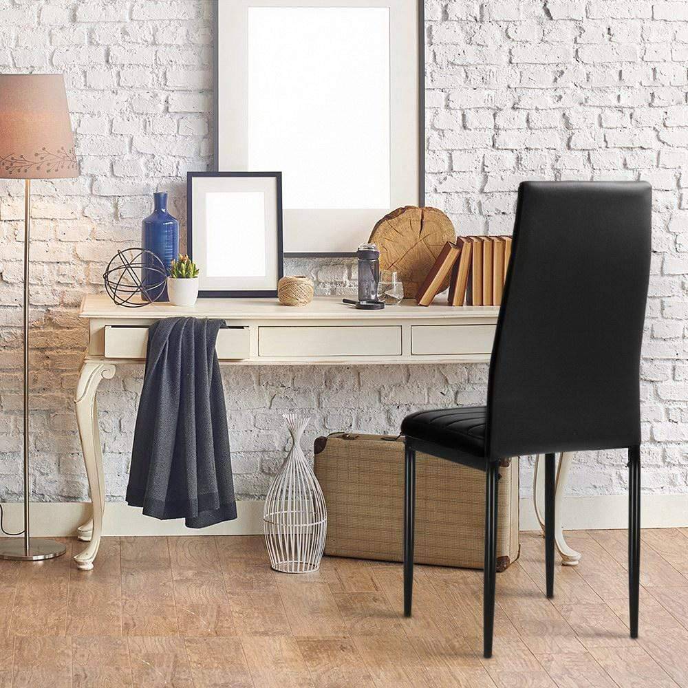 Artiss Set of 4 Dining Chairs PVC Leather - Black - Newstart Furniture