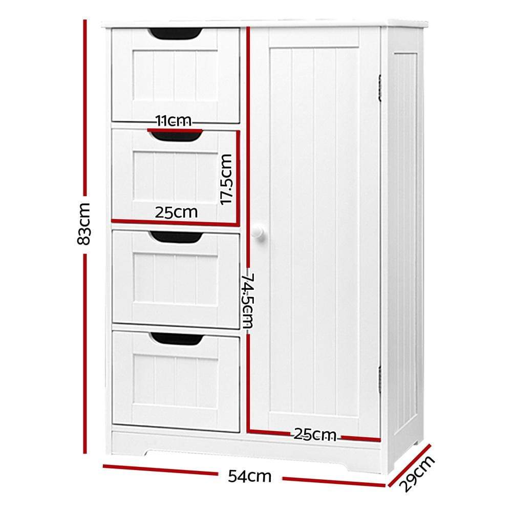 Artiss Bathroom Tallboy Storage Cabinet - White - Newstart Furniture