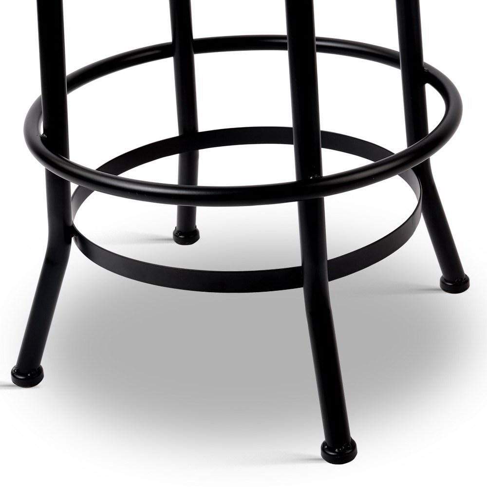 Artiss Bar Stool Industrial Round Seat Wood Metal - Black and Brown - Newstart Furniture