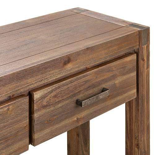 Hall Table 2 Storage Drawers Solid Acacia Wooden Frame Hallway in Chocolate Color - Newstart Furniture