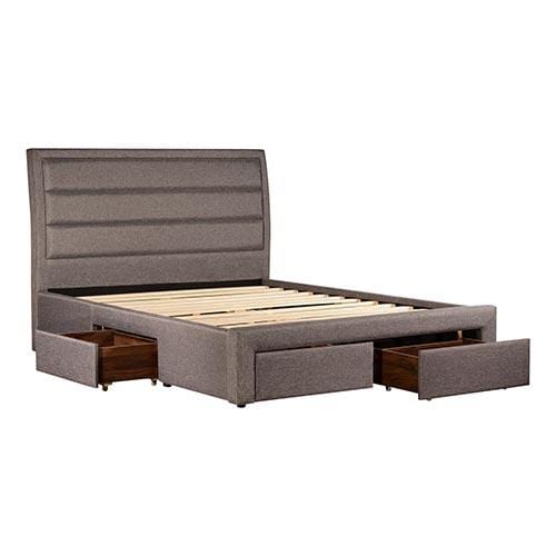 Megan Bed Fabric Light Grey King size With Storage Drawers - Newstart Furniture