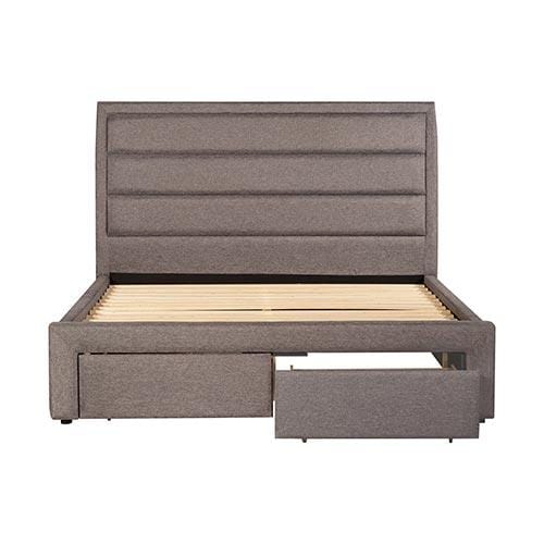 Megan Bed Fabric Light Grey King size With Storage Drawers - Newstart Furniture