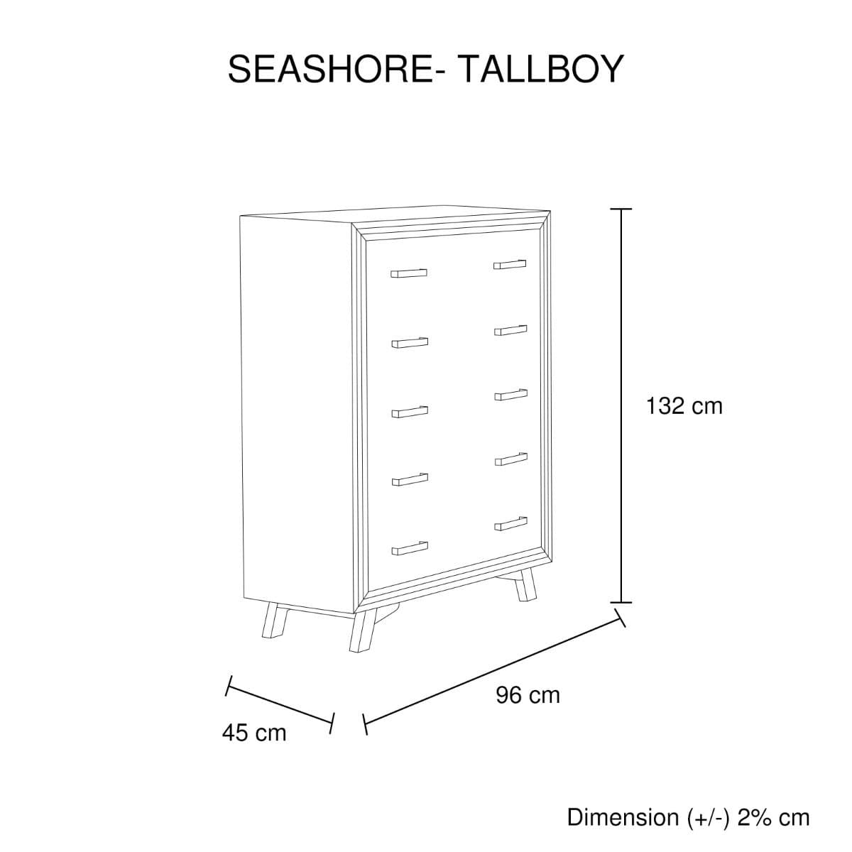 Seashore 2/3 Drawer Tallboy - Newstart Furniture