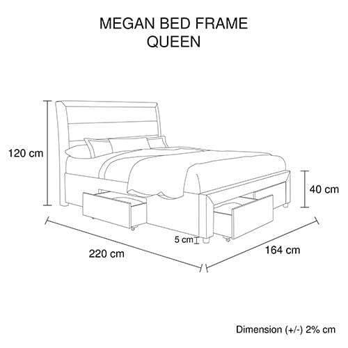 Megan Bedframe Queen Size Light Grey - Newstart Furniture