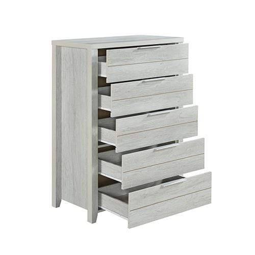 Cielo Tallboy White Bedroom Drawer Cabinet Ash - Newstart Furniture