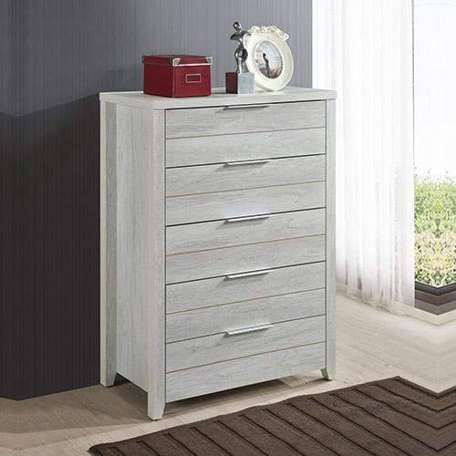 Cielo Tallboy White Bedroom Drawer Cabinet Ash - Newstart Furniture