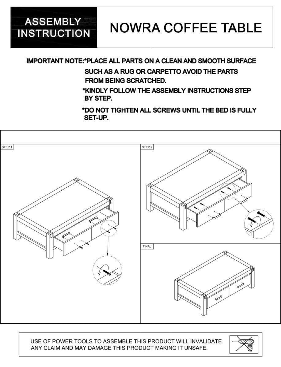 NOWRA 2 Drawer Coffee Table - Newstart Furniture