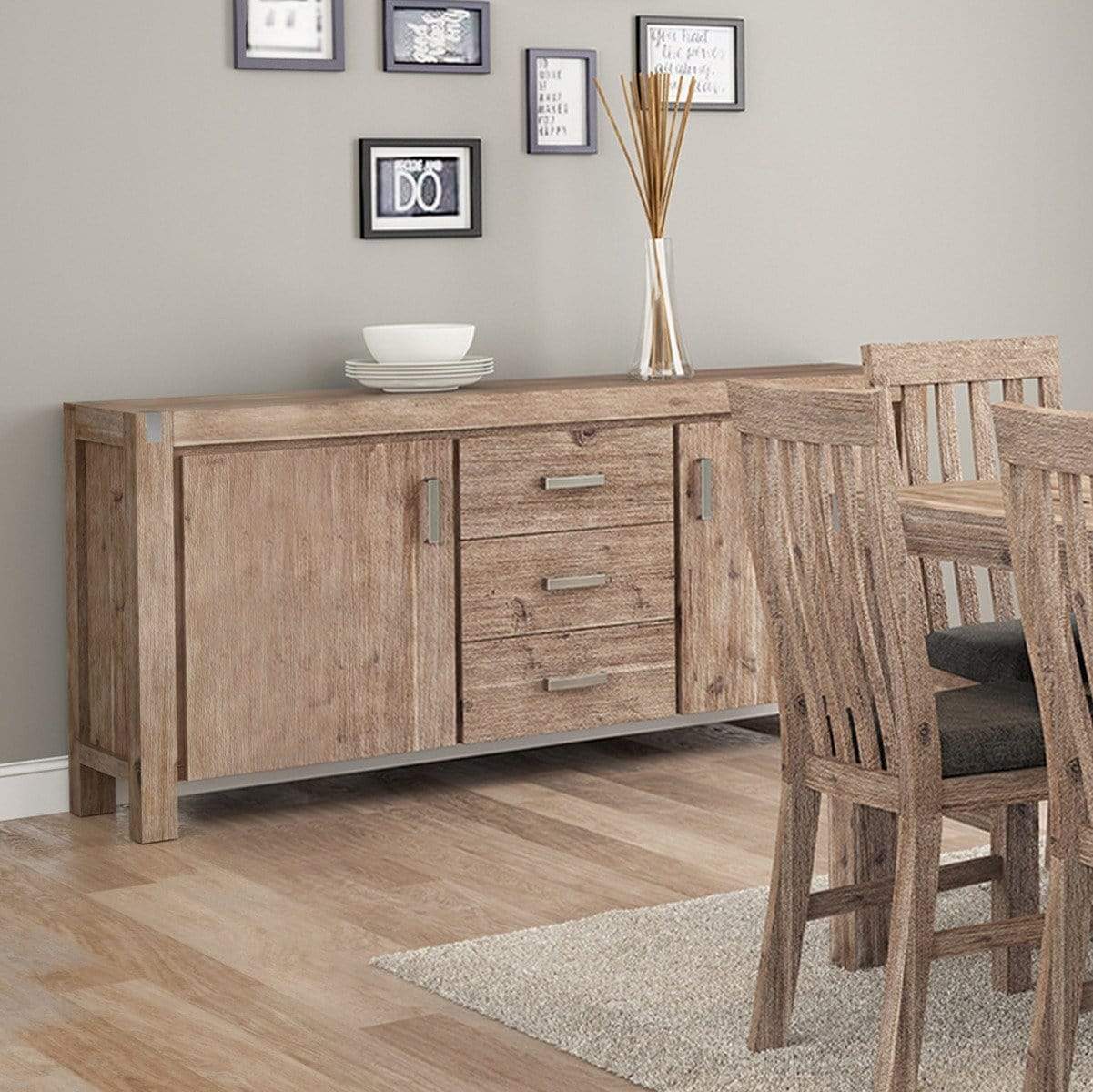 NOWRA Buffet Oak 3 Drawer - Newstart Furniture