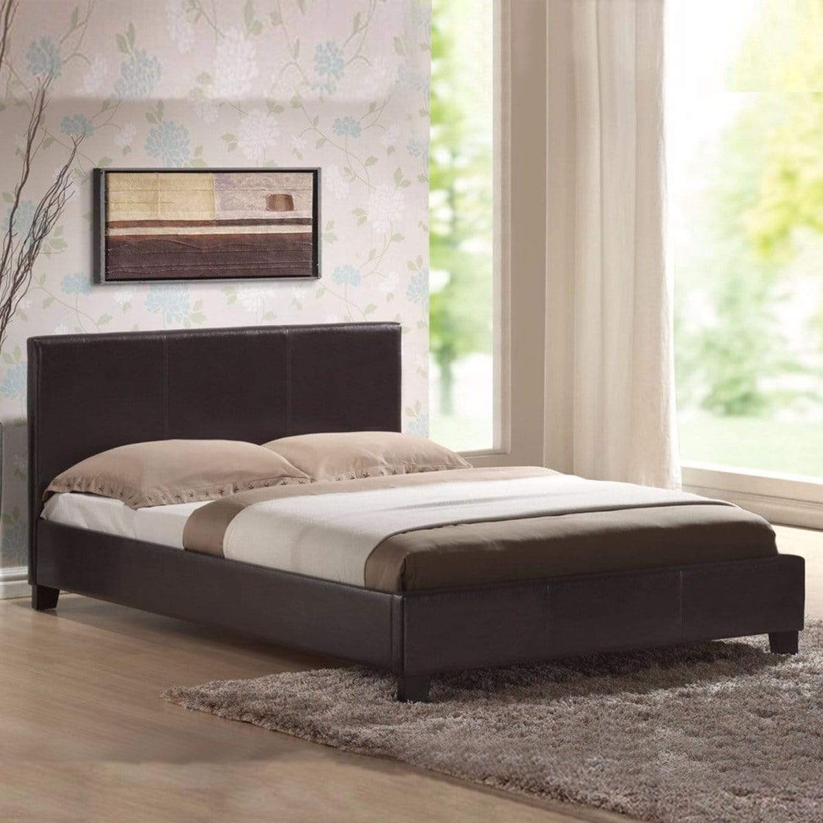 Mondeo PU Leather Double Brown Bed - Newstart Furniture