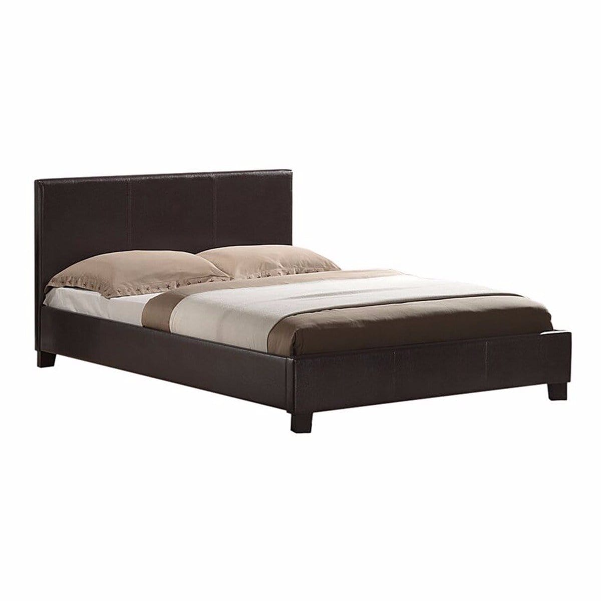 Mondeo PU Leather Double Brown Bed - Newstart Furniture