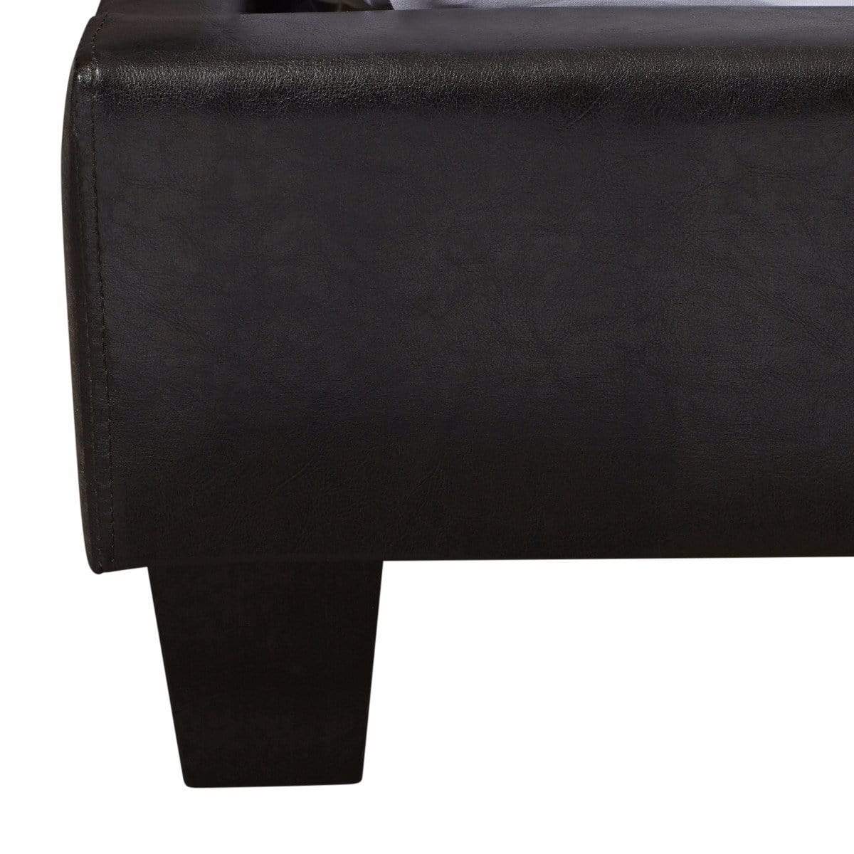 Mondeo PU Leather Queen Black Bed - Newstart Furniture