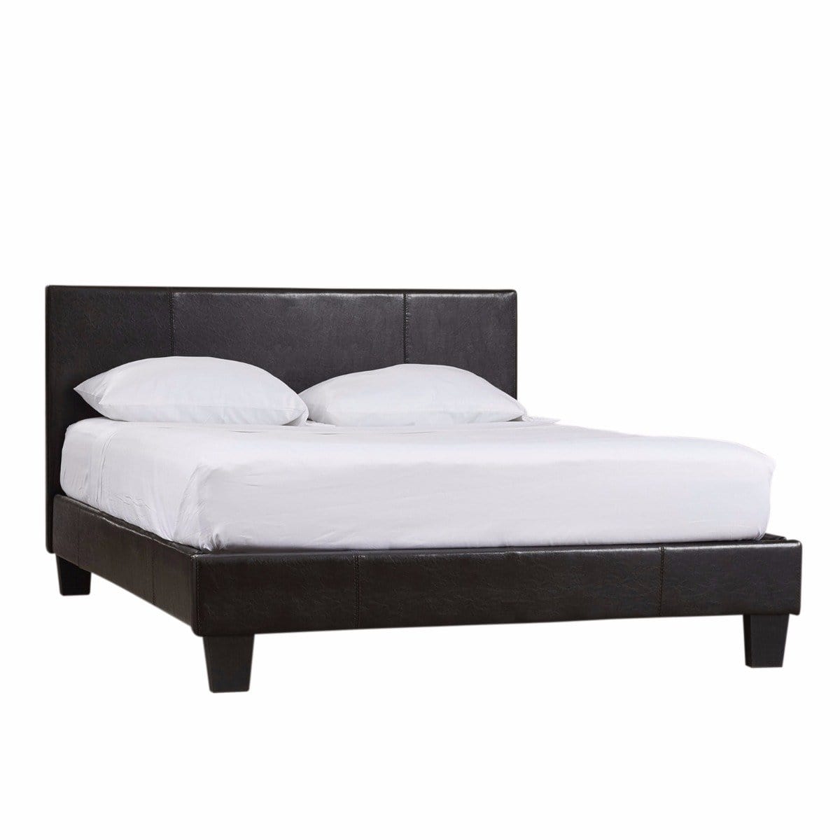 Mondeo PU Leather Queen Black Bed - Newstart Furniture