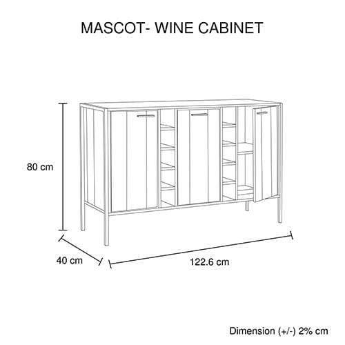 Mascot Wine Cabinet Oak Colour - Newstart Furniture