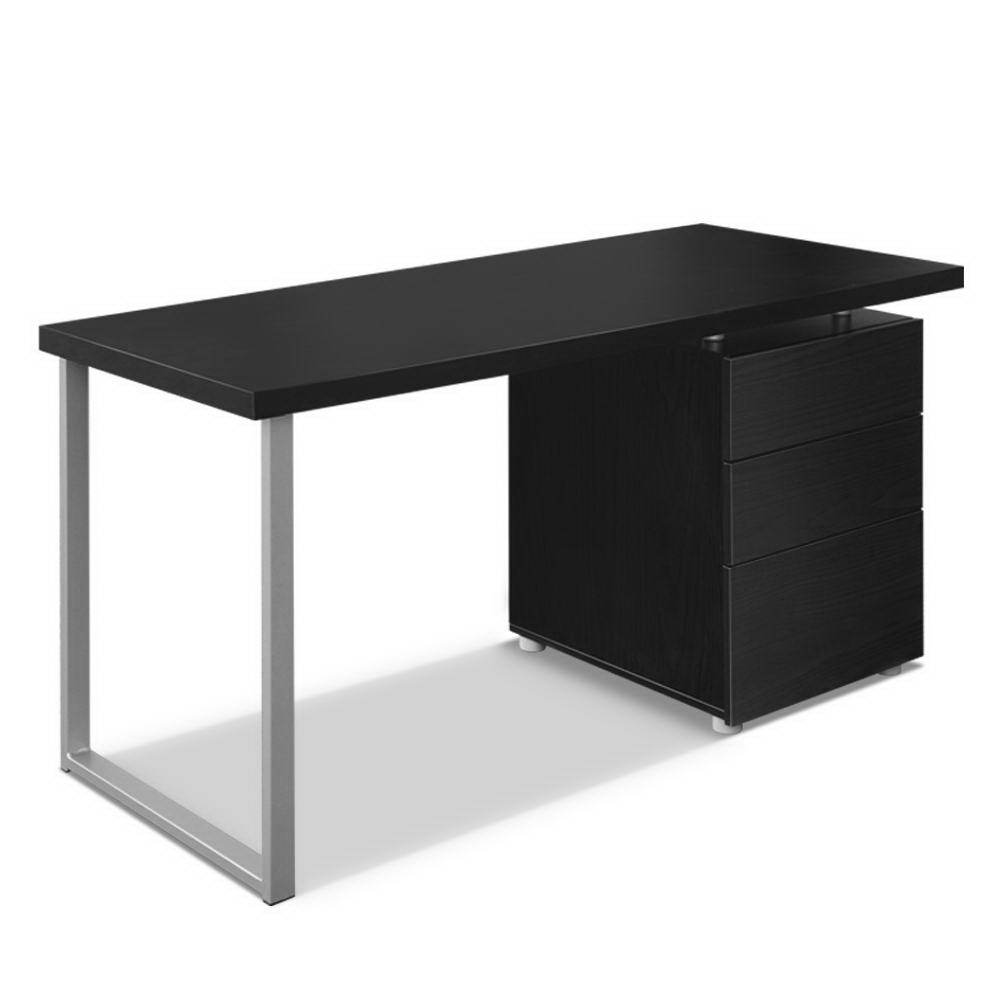 Artiss Metal Desk with 3 Drawers - Black - Newstart Furniture