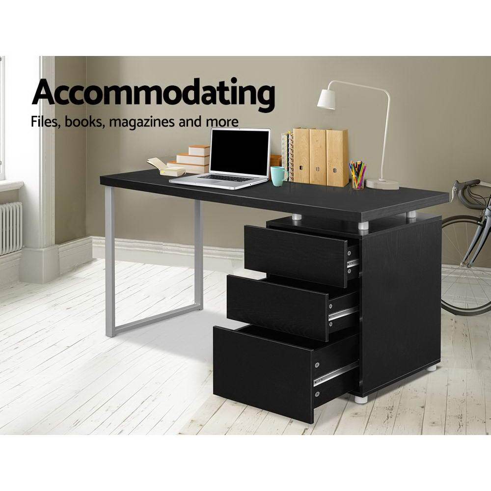 Artiss Metal Desk with 3 Drawers - Black - Newstart Furniture