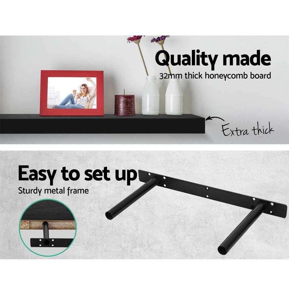 Artiss 3 Piece Floating Wall Shelves - Black - Newstart Furniture