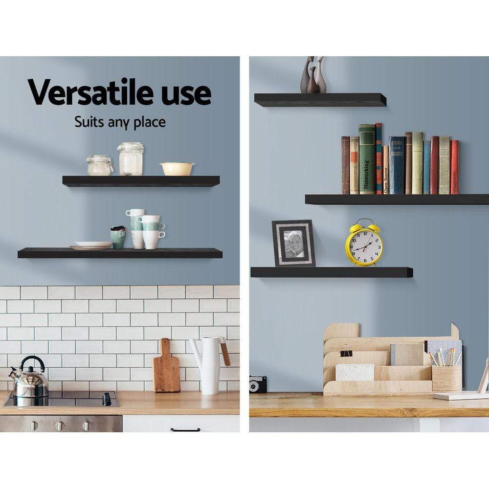 Artiss 3 Piece Floating Wall Shelves - Black - Newstart Furniture