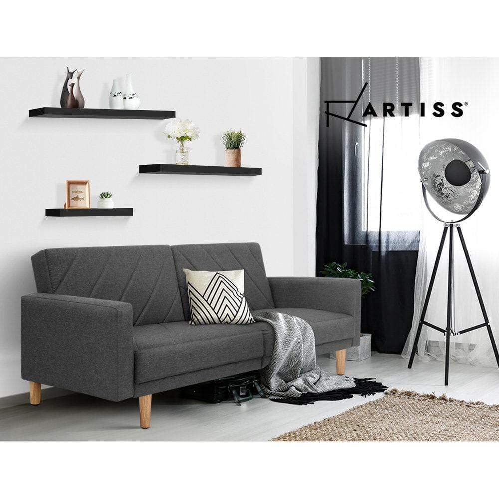 Artiss 3 Piece Floating Wall Shelves - Black - Newstart Furniture