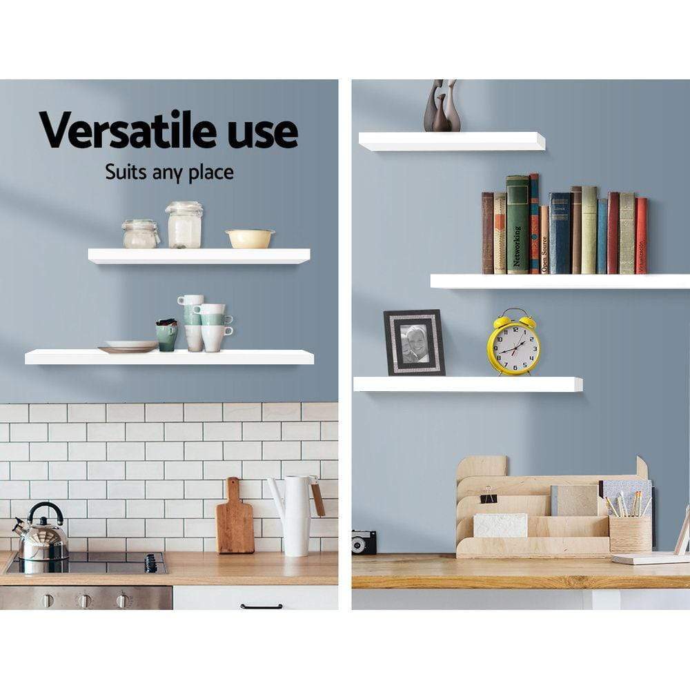 Artiss 3 Piece Floating Wall Shelves - White - Newstart Furniture