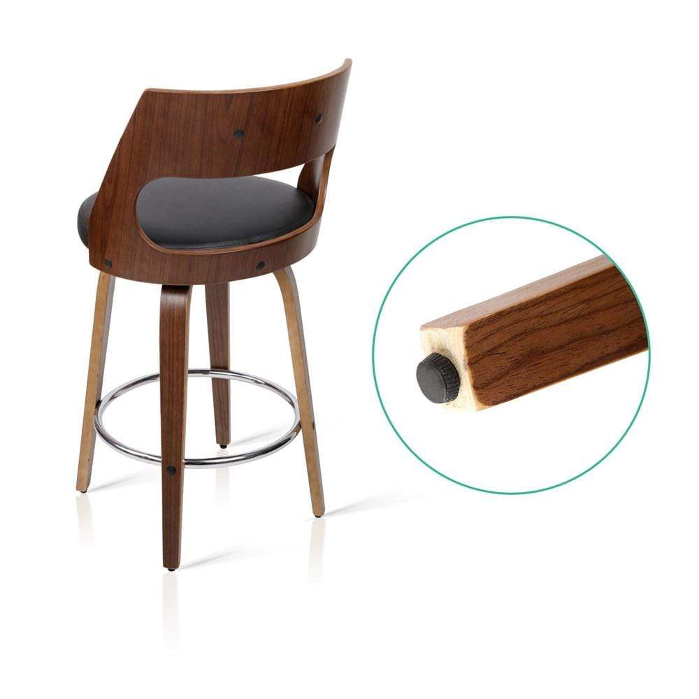 Artiss Set of 2 Wooden Bar Stools - Black - Newstart Furniture