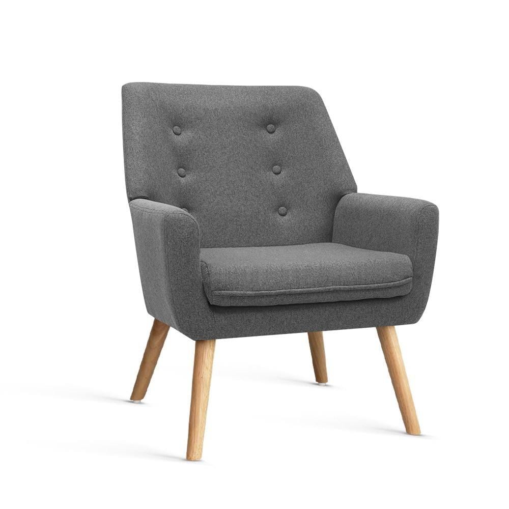 Artiss Fabric Dining Armchair - Grey - Newstart Furniture