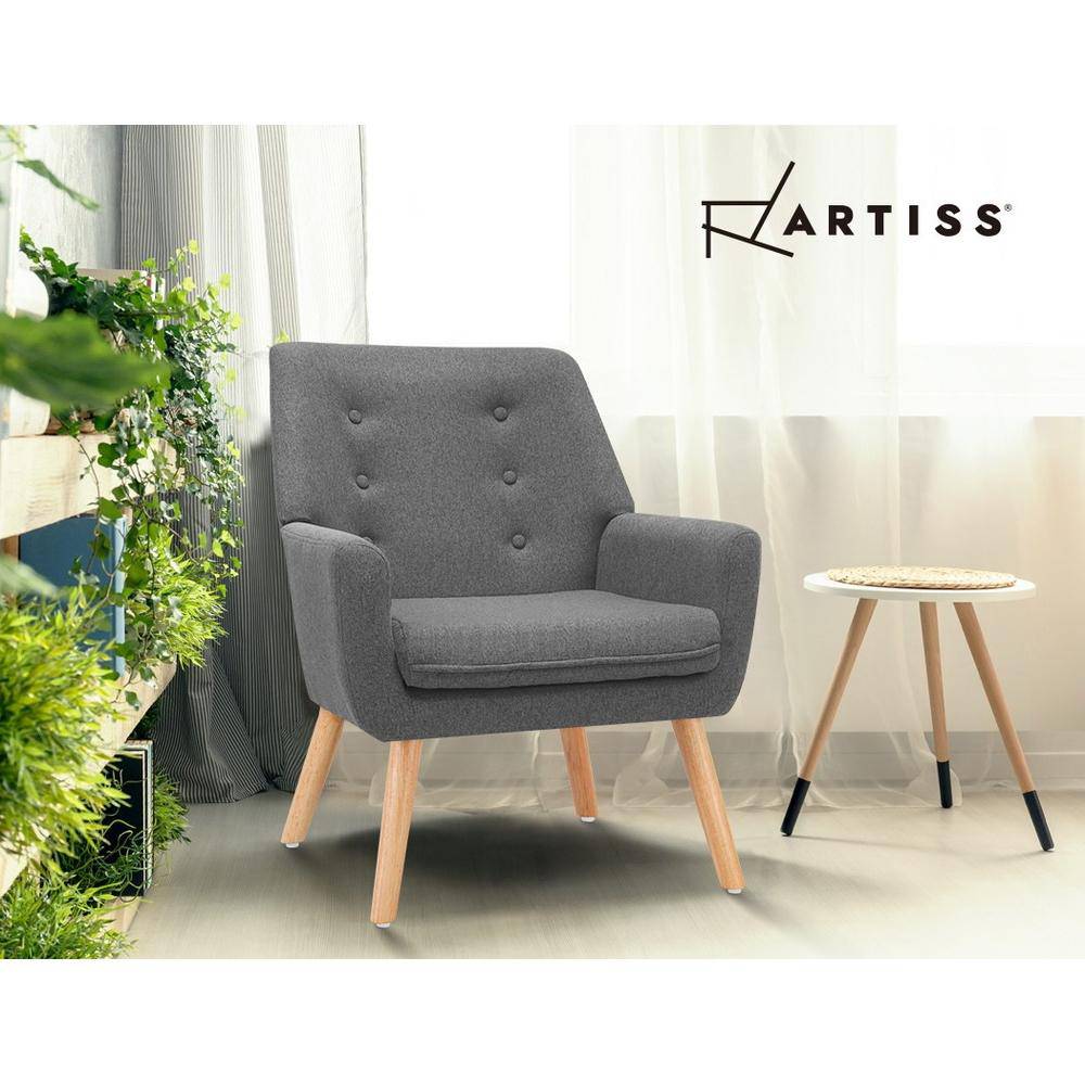 Artiss Fabric Dining Armchair - Grey - Newstart Furniture