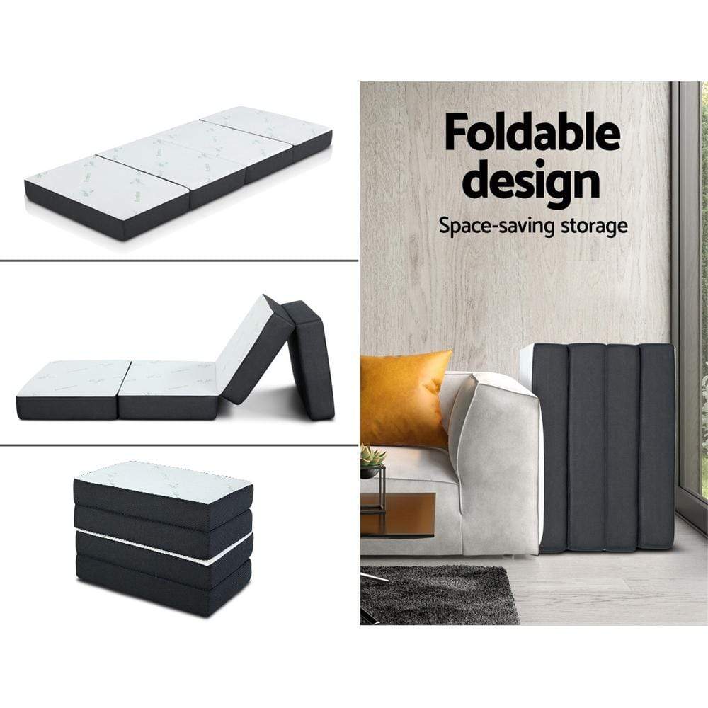 Giselle Bedding Portable Mattress Folding Foldable Foam Floor Bed Tri Fold 180cm - Newstart Furniture