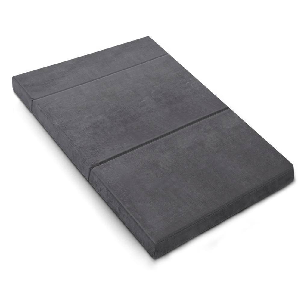 Giselle Bedding Double Size Folding Foam Mattress Portable Bed Mat Velvet Dark Grey - Newstart Furniture