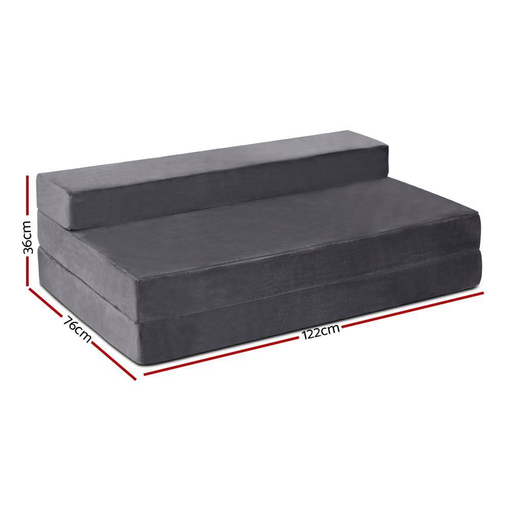 Giselle Bedding Double Size Folding Foam Mattress Portable Bed Mat Velvet Dark Grey - Newstart Furniture