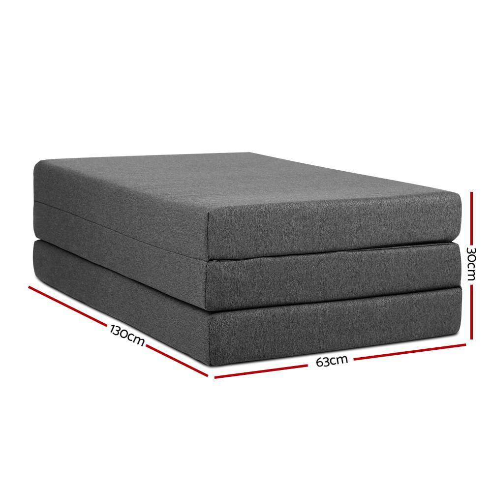 Giselle Bedding Double Size Folding Foam Mattress Portable Bed Mat Dark Grey - Newstart Furniture