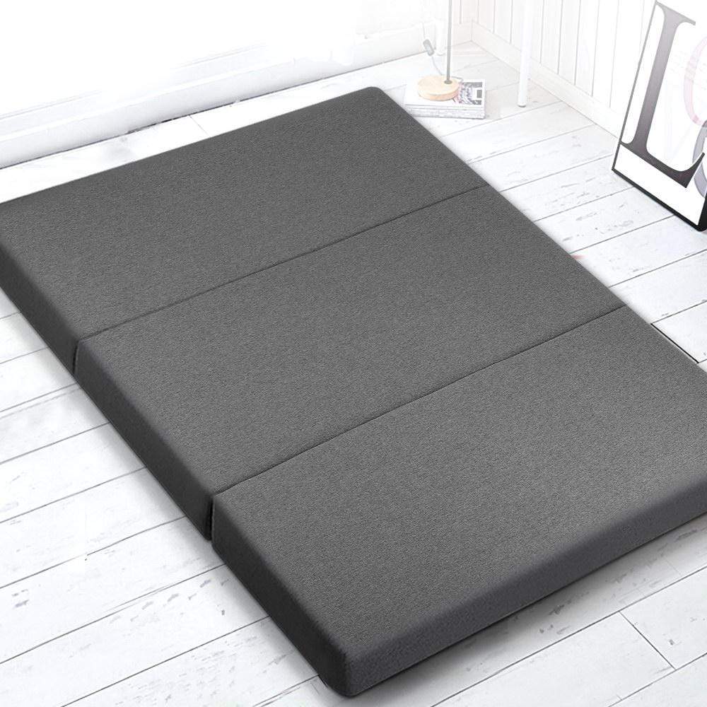 Giselle Bedding Double Size Folding Foam Mattress Portable Bed Mat Dark Grey - Newstart Furniture