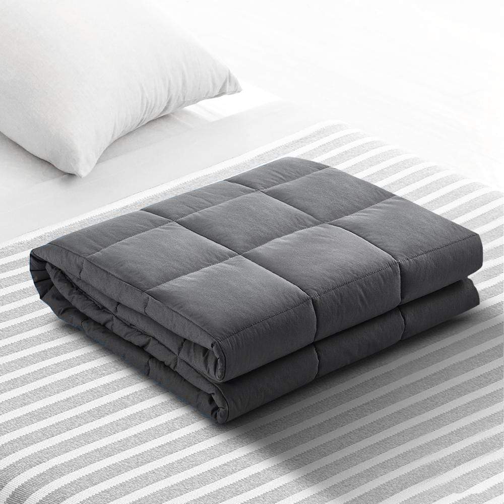 Weighted Blanket Adult 7KG Heavy Gravity Blankets Microfibre Cover Glass Beads Calming Sleep Anxiety Relief Grey - Newstart Furniture