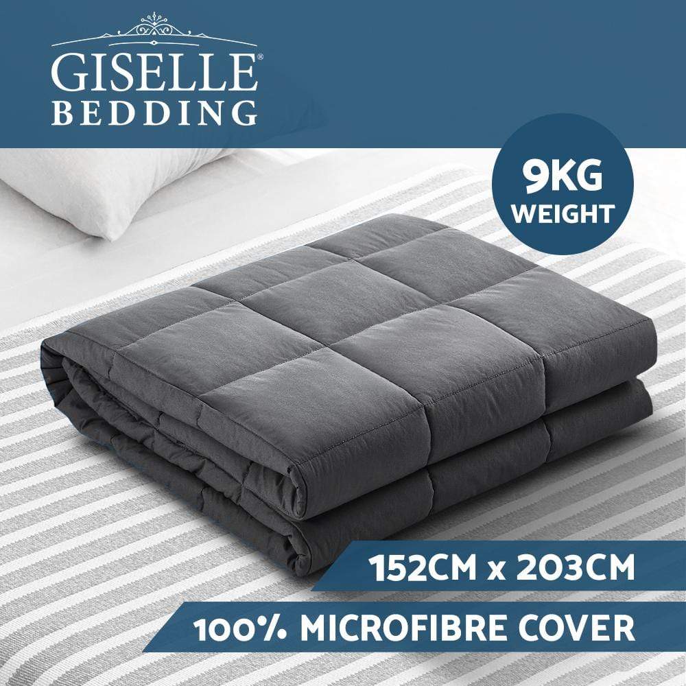 Weighted Blanket Adult 9KG Heavy Gravity Blankets Microfibre Cover Calming Relax Anxiety Relief Grey - Newstart Furniture