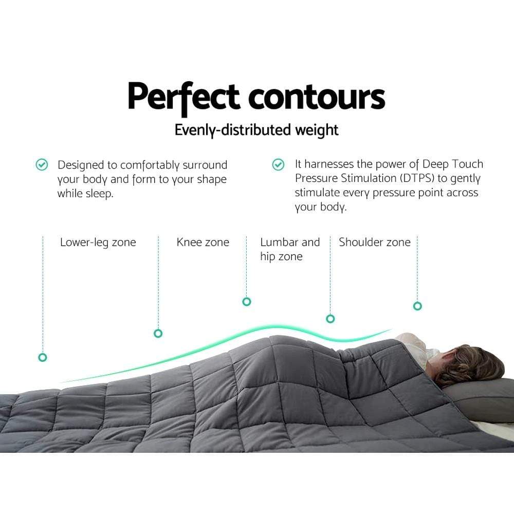 Weighted Blanket Adult 9KG Heavy Gravity Blankets Microfibre Cover Calming Relax Anxiety Relief Grey - Newstart Furniture