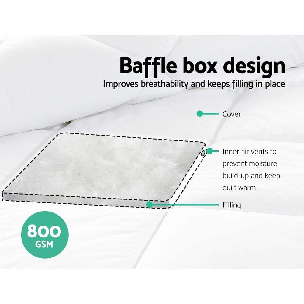 Giselle Bedding King Size 800GSM Microfibre Bamboo Microfiber Quilt - Newstart Furniture