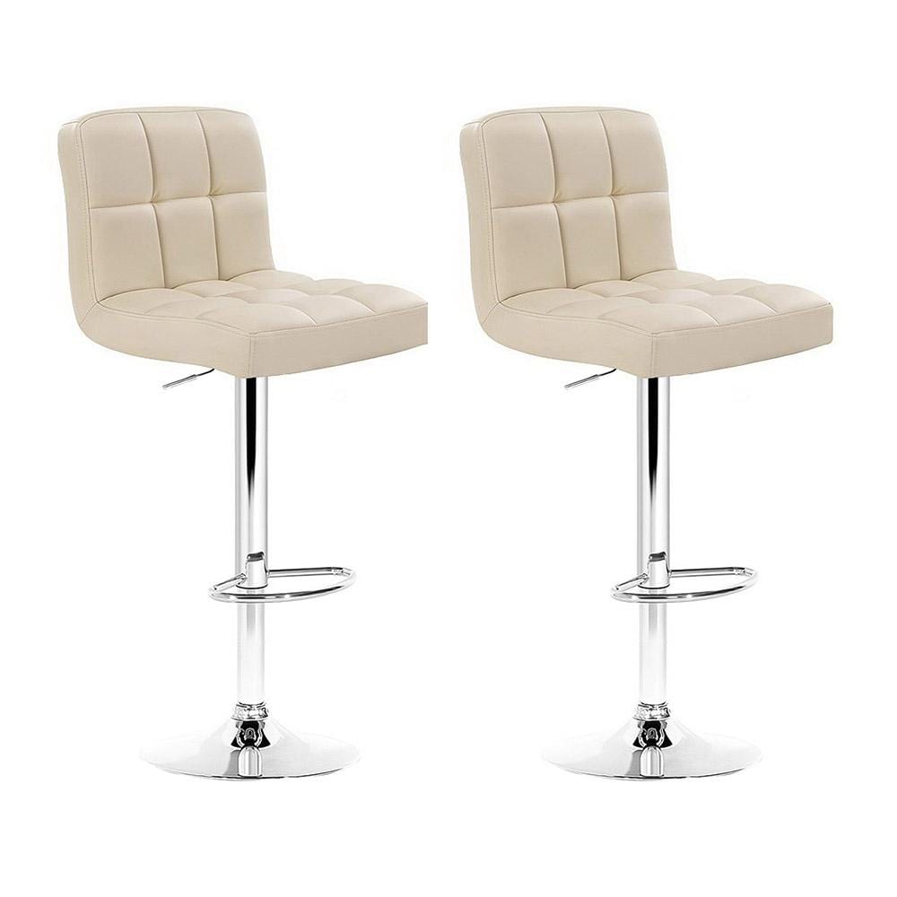 Artiss Set of 2 PU Leather Gas Lift Bar Stools - Beige - Newstart Furniture