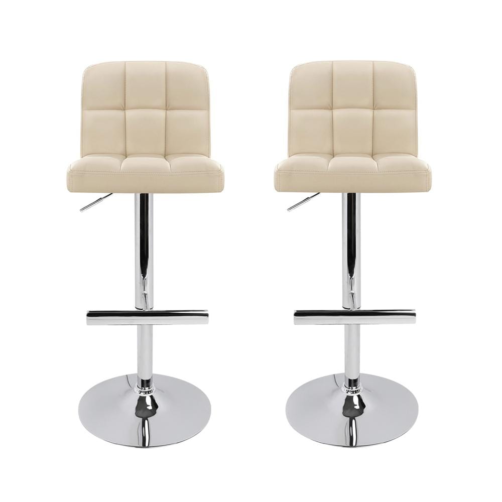 Artiss Set of 2 PU Leather Gas Lift Bar Stools - Beige - Newstart Furniture