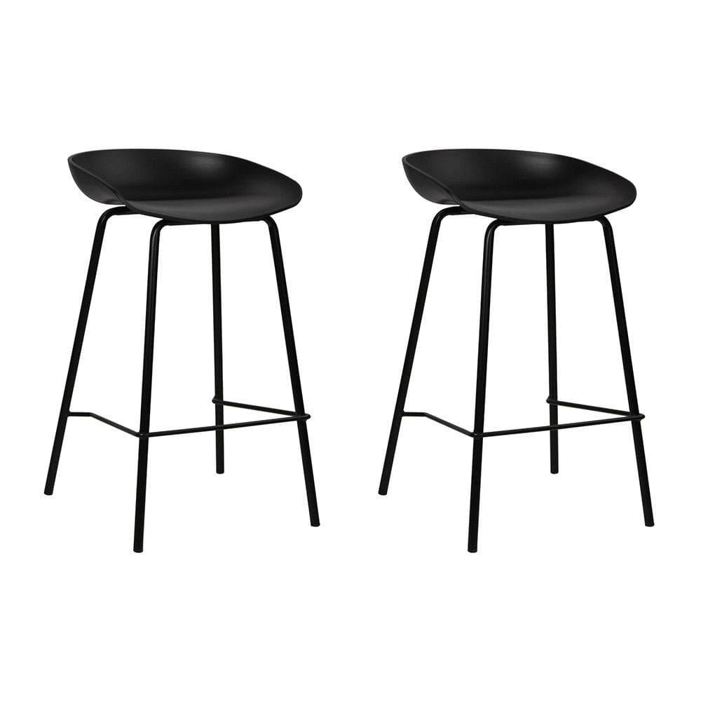 Artiss Set of 2 Metal Bar Stools - Black - Newstart Furniture