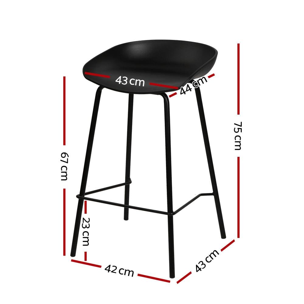 Artiss Set of 2 Metal Bar Stools - Black - Newstart Furniture