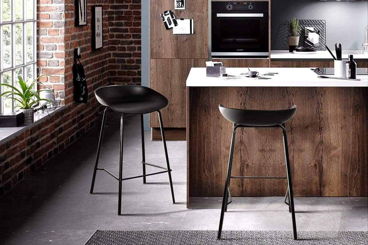 Artiss Set of 2 Metal Bar Stools - Black - Newstart Furniture