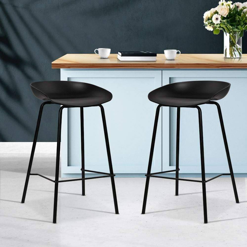 Artiss Set of 2 Metal Bar Stools - Black - Newstart Furniture