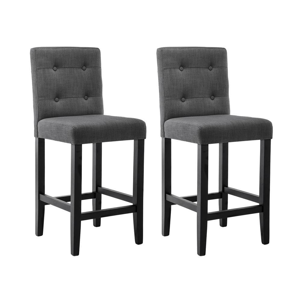 Artiss Set of 2 Provincial Style Bar Stools - Charcoal - Newstart Furniture