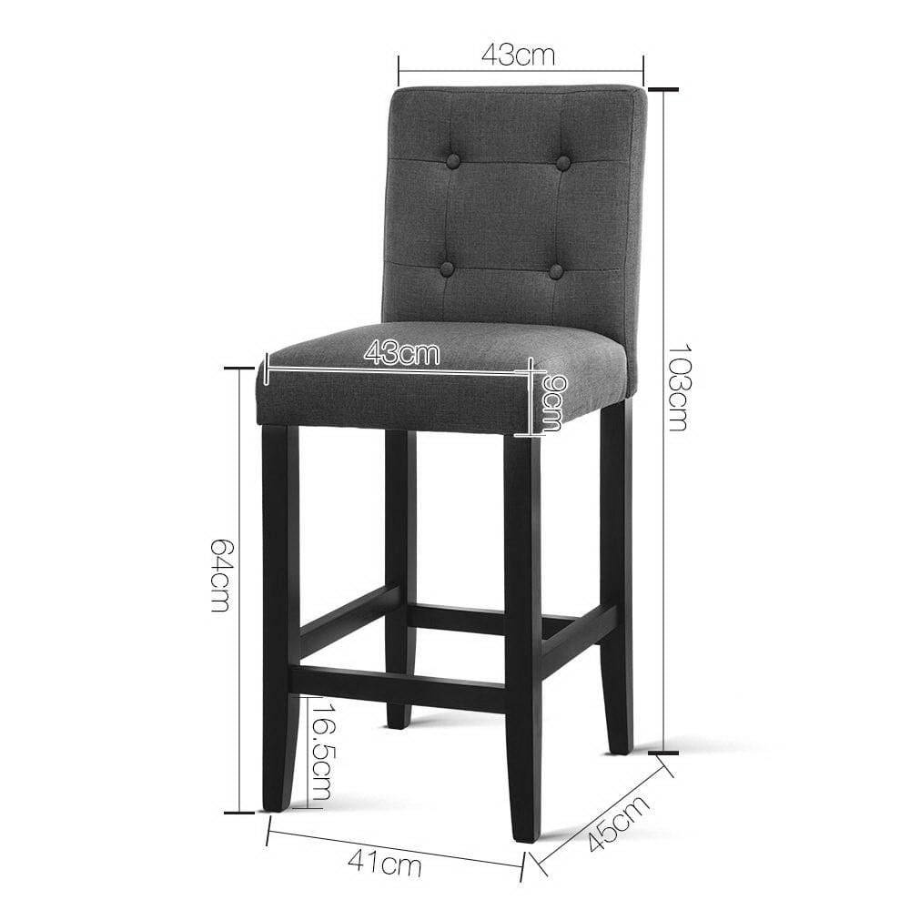 Artiss Set of 2 Provincial Style Bar Stools - Charcoal - Newstart Furniture