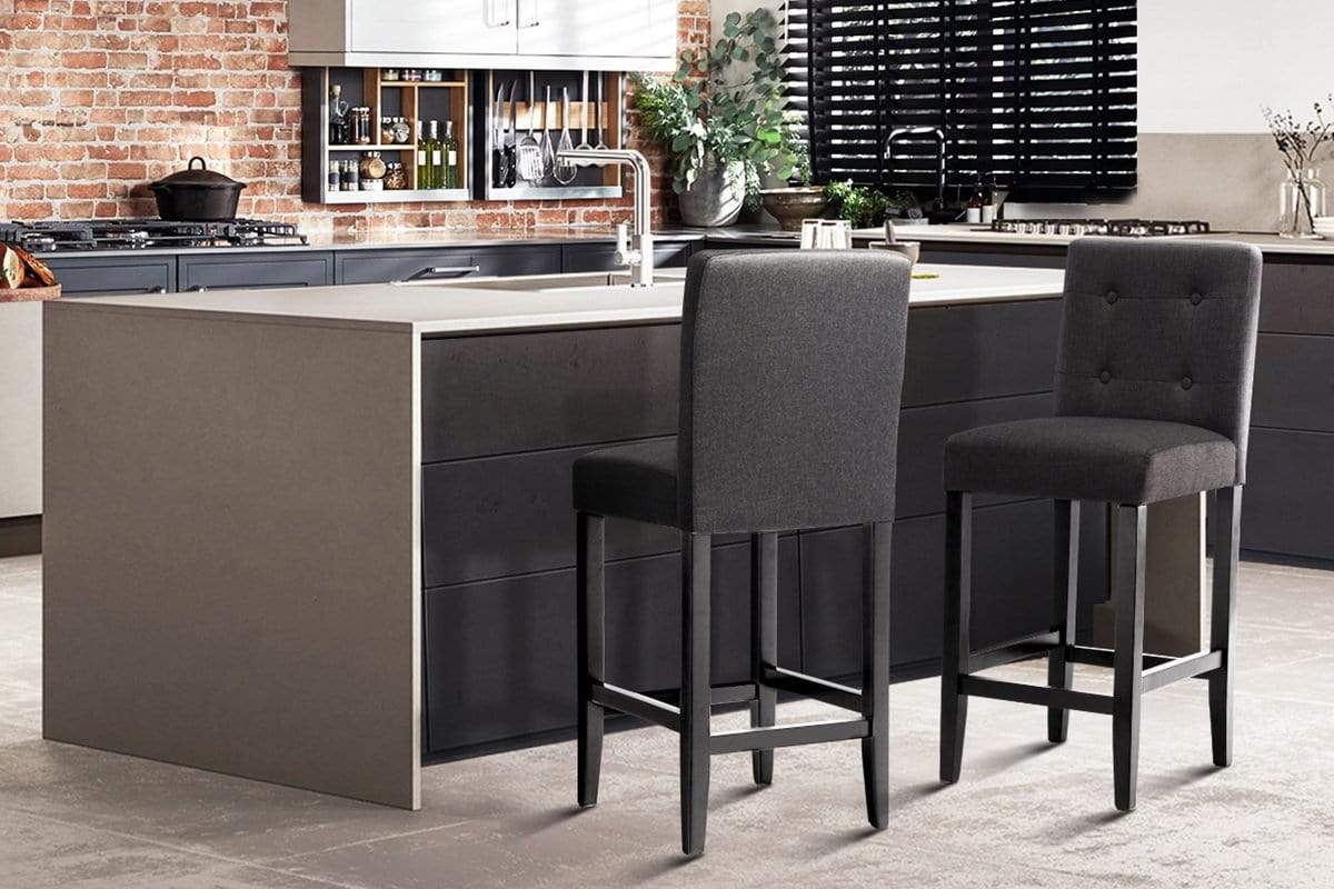 Artiss Set of 2 Provincial Style Bar Stools - Charcoal - Newstart Furniture