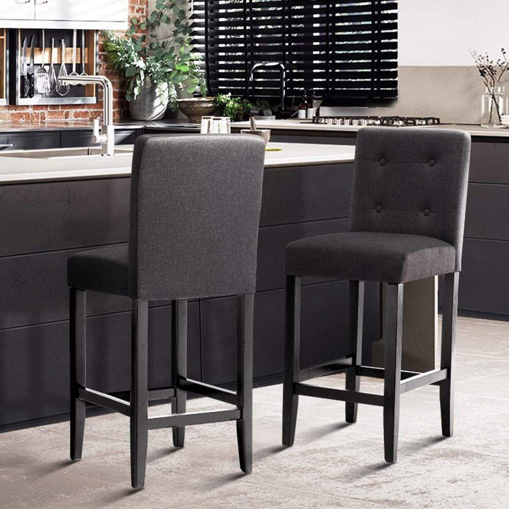 Artiss Set of 2 Provincial Style Bar Stools - Charcoal - Newstart Furniture