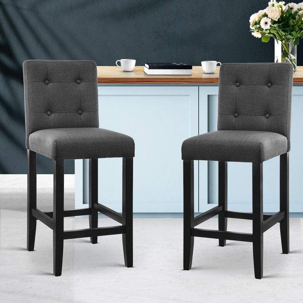 Artiss Set of 2 Provincial Style Bar Stools - Charcoal - Newstart Furniture