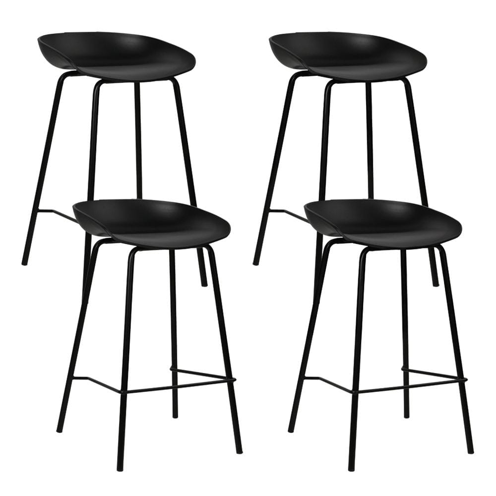 Artiss Set of 4 Metal Bar Stools - Black - Newstart Furniture