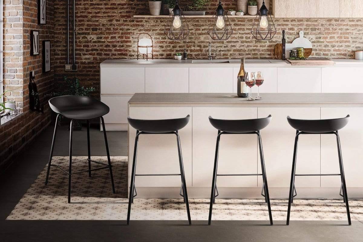 Artiss Set of 4 Metal Bar Stools - Black - Newstart Furniture