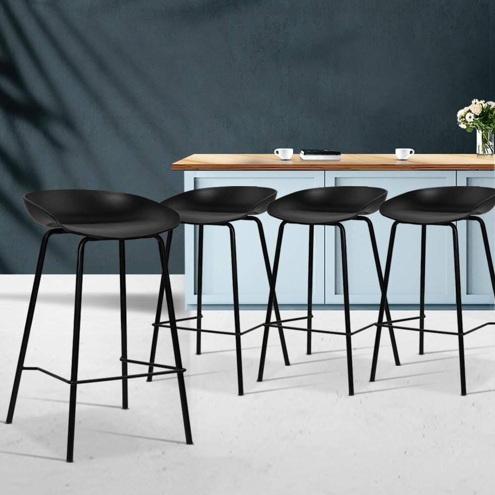 Artiss Set of 4 Metal Bar Stools - Black - Newstart Furniture