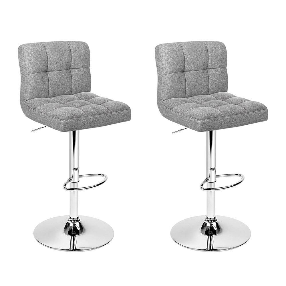 Artiss Set of 2 Fabric Swivel Bar Stools - Grey - Newstart Furniture